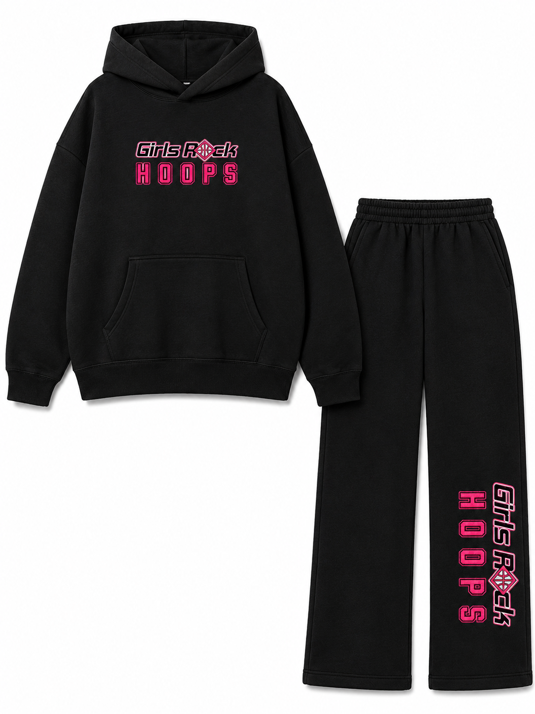 GIRLS ROCK HOOPS FLEECE HOODED PANTS SET