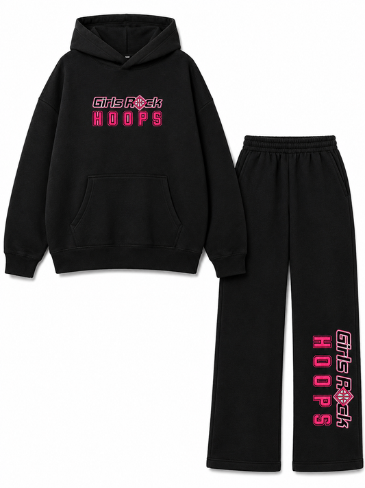 GIRLS ROCK HOOPS FLEECE HOODED PANTS SET
